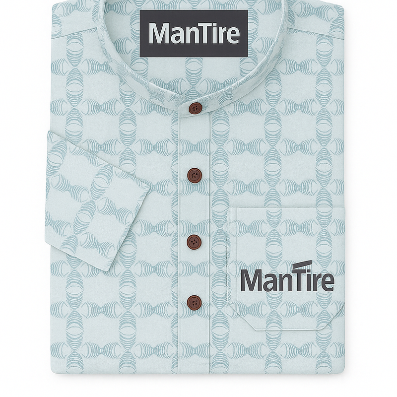 Shirt & Kurta Fabric Linen Club Linen Blended Printed Colour Light Blue N White