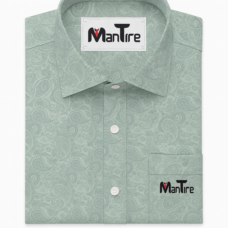 Shirt Fabric Soktas 100% Cotton Jacquard Colour Viridian Green
