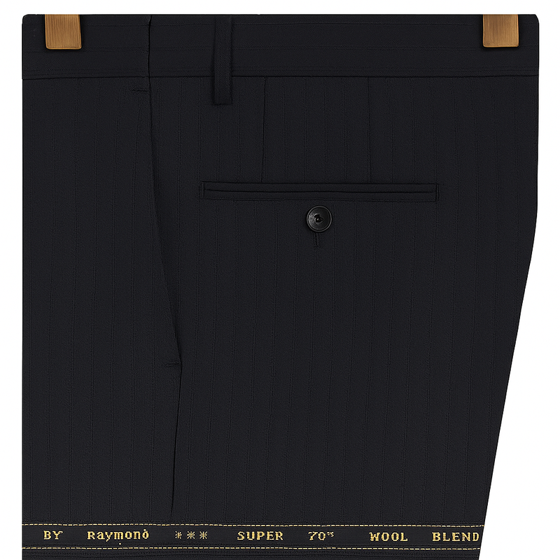 Trouser Fabric Raymond 70s Wool Blended Lining Colour Black