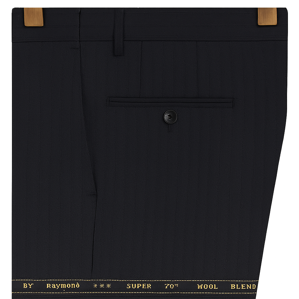 Trouser Fabric Raymond 70s Wool Blended Lining Colour Black