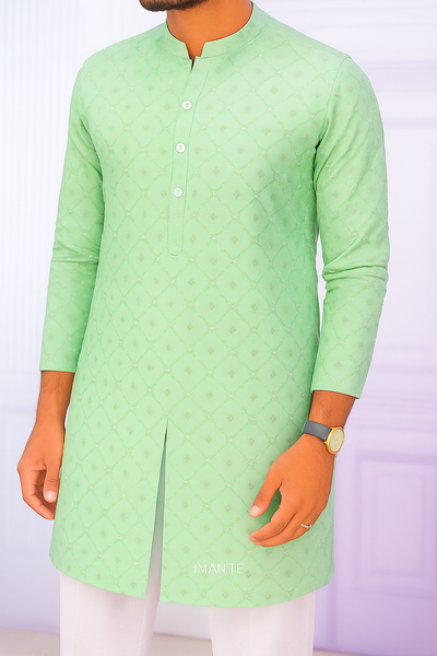 Kurta Fabric ManTire Designer Silk Embroidery Colour Mint Green