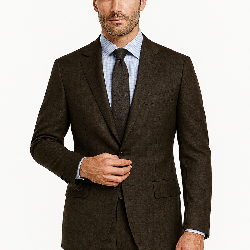 Suit Fabric Raymond Poly Viscose Mix Check Color Carob Brown