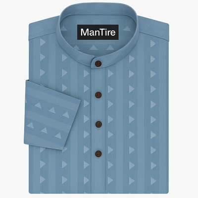 Shirt n Kurta Fabric Stiff Pure Cotton Dobby Premium Colour Glaucous Blue