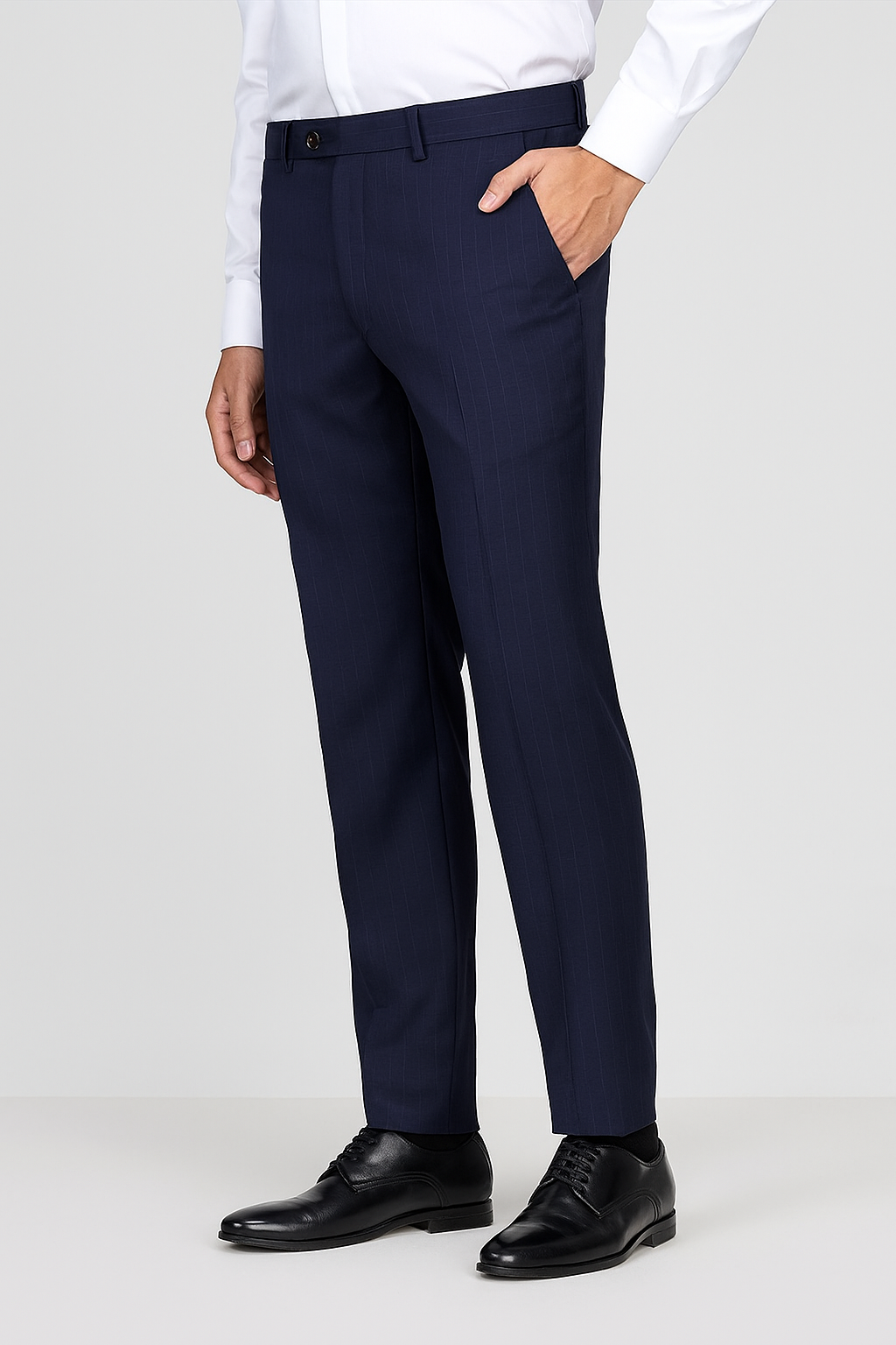 Trouser Fabric Raymond 70s Wool Blended Lining Colour Navy Blue