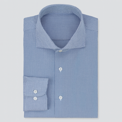 Shirt Fabric ManTire Poly Cotton Wrinkle Free Formal Pin Check Colour Star Blue
