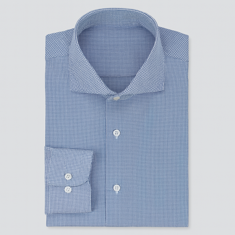 Shirt Fabric ManTire Poly Cotton Wrinkle Free Formal Pin Check Colour Star Blue