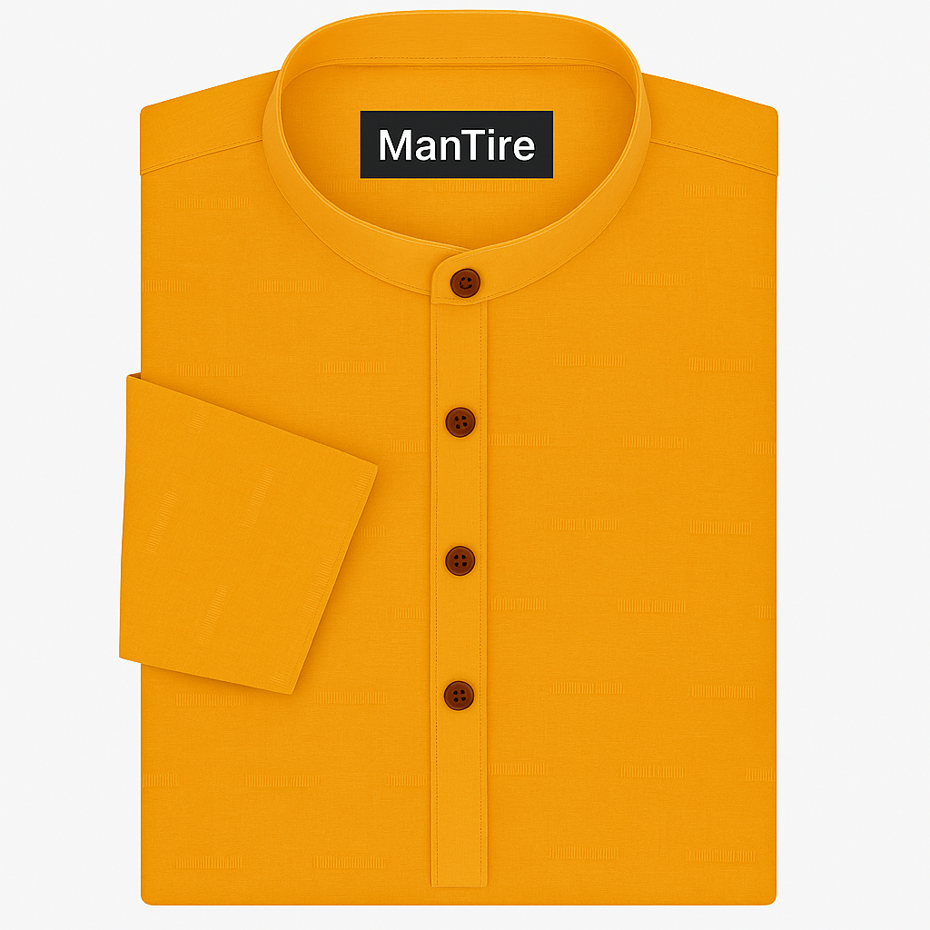 Shirt n Kurta Fabric Stiff Pure Cotton Dobby Premium Colour Orange