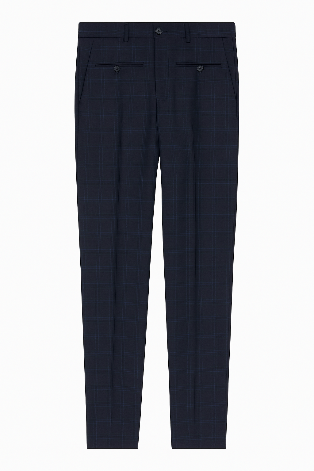 Trouser Fabric Raymond 70s Wool Blended Broad Check Colour Midnight Blue