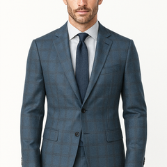 Suit Fabric Raymond Poly Viscose Broad Check Color Glaucous Blue
