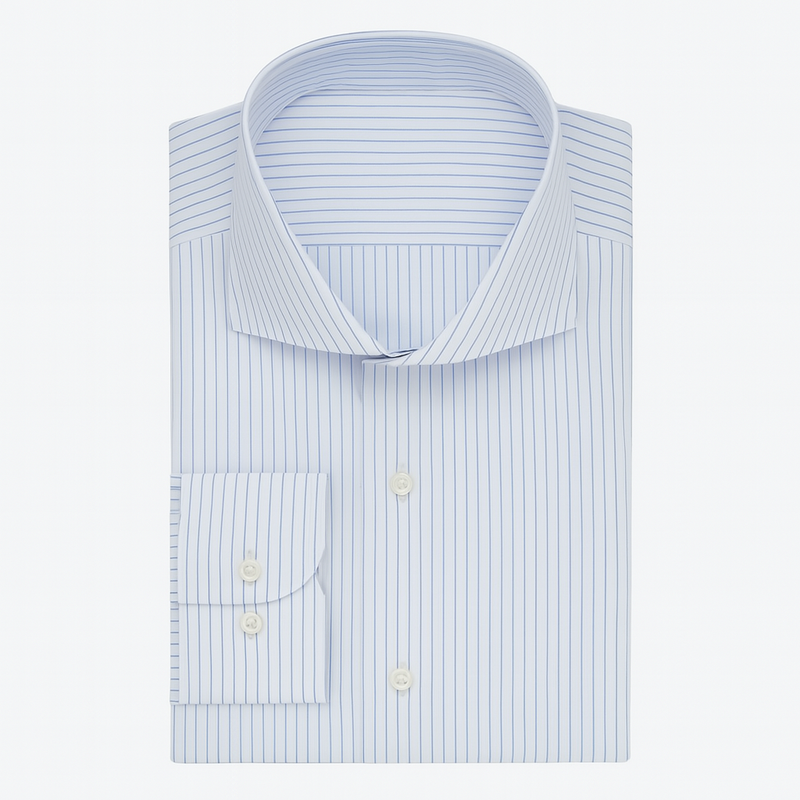 Shirt Fabric ManTire Poly Cotton Wrinkle Free Formal Lining Colour Light Blue N White