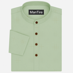 Shirt n Kurta Fabric Stiff Pure Cotton Dobby Premium Colour Fern Green