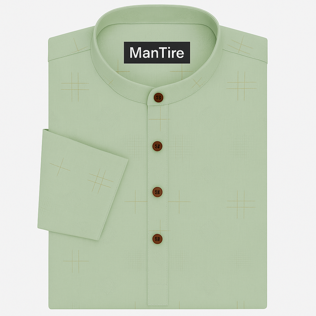 Shirt n Kurta Fabric Stiff Pure Cotton Dobby Premium Colour Fern Green
