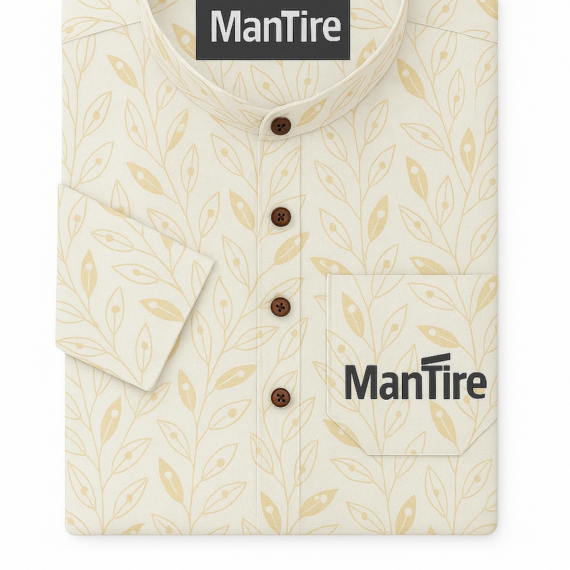 Shirt & Kurta Fabric Linen Club Linen Blended Printed Colour Brown N Off White