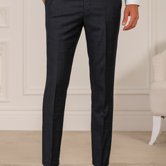 Trouser Fabric Reid N Taylor 100s count Wool blended Mild Check Color Anchor Grey N Light blue