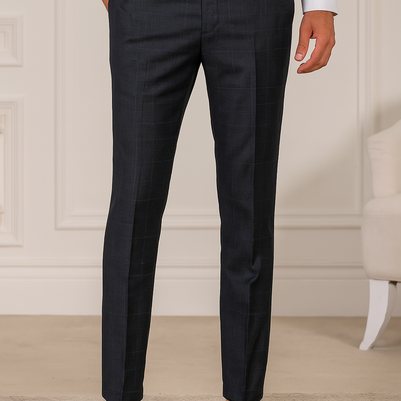 Trouser Fabric Reid N Taylor 100s count Wool blended Mild Check Color Anchor Grey N Light blue