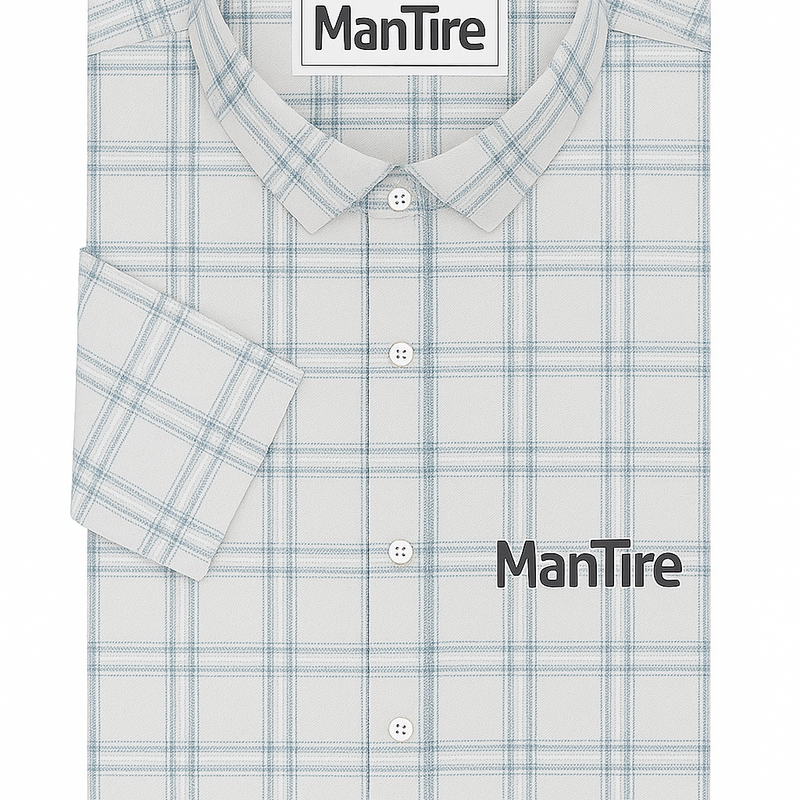 Warm Shirt Fabric Raymond Broad Check Colour Off White N Blue
