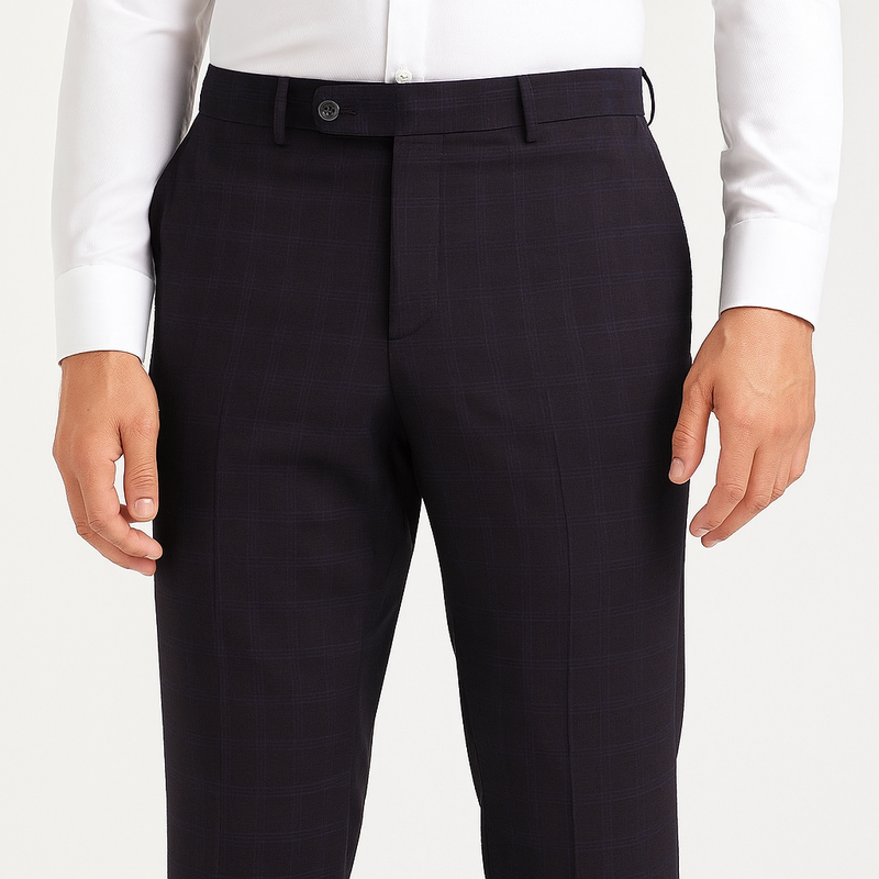 Trouser Fabric Raymond 70s Wool Blended Broad Check Colour Dark Brown