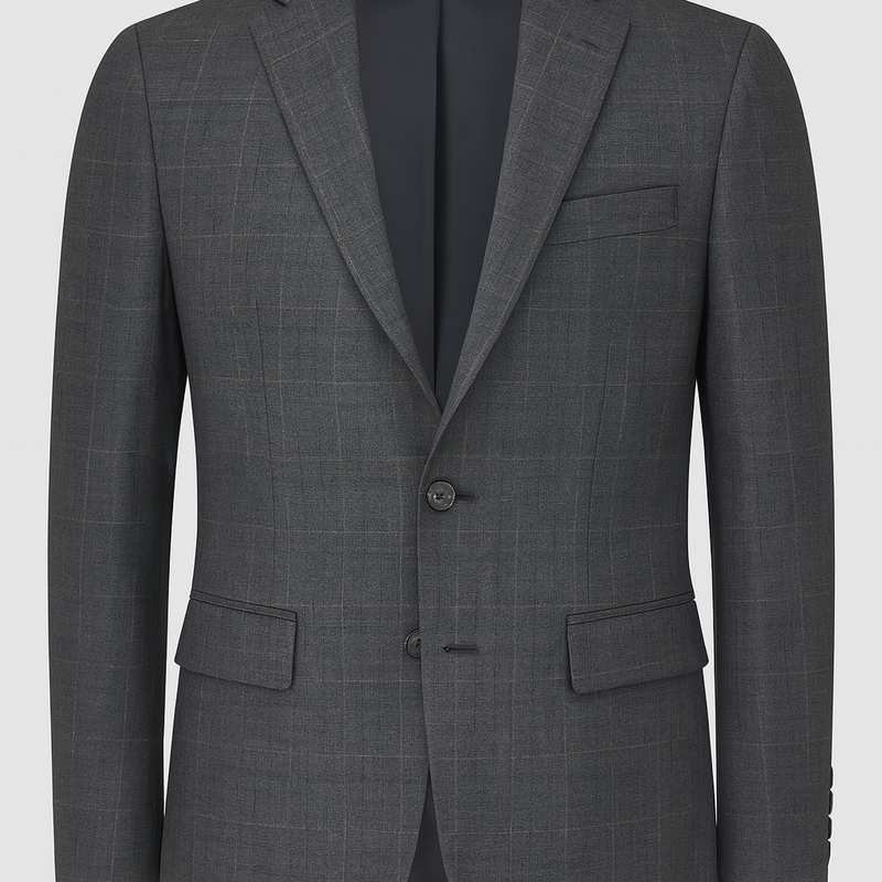 Blazer Fabric Raymond Poly Viscose Fine Count Mild Check Colour Grey