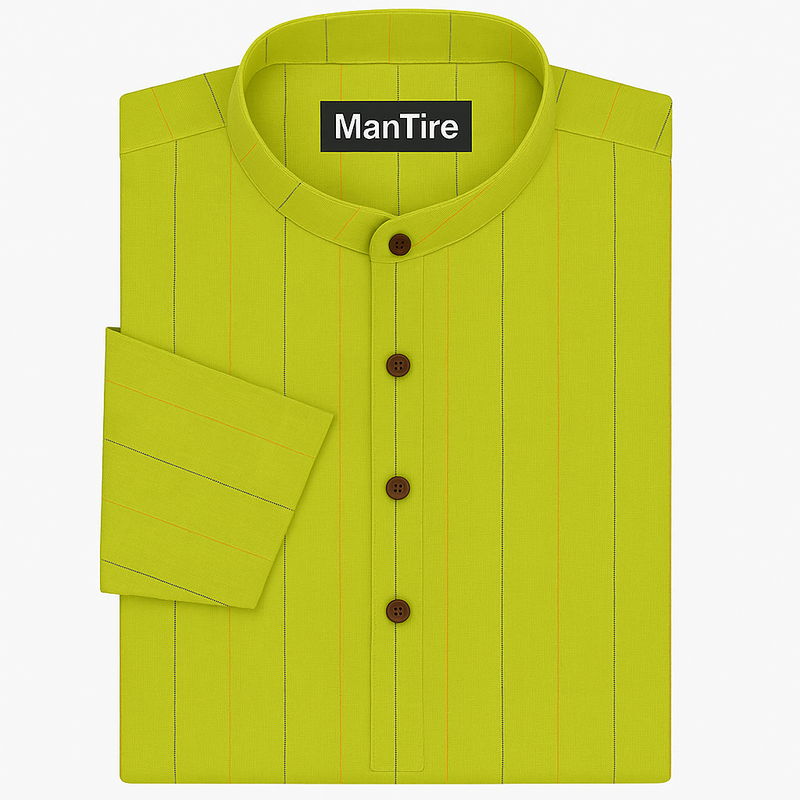 Shirt n Kurta Fabric Stiff Pure Cotton Broad Lining Premium Colour Lemon Green