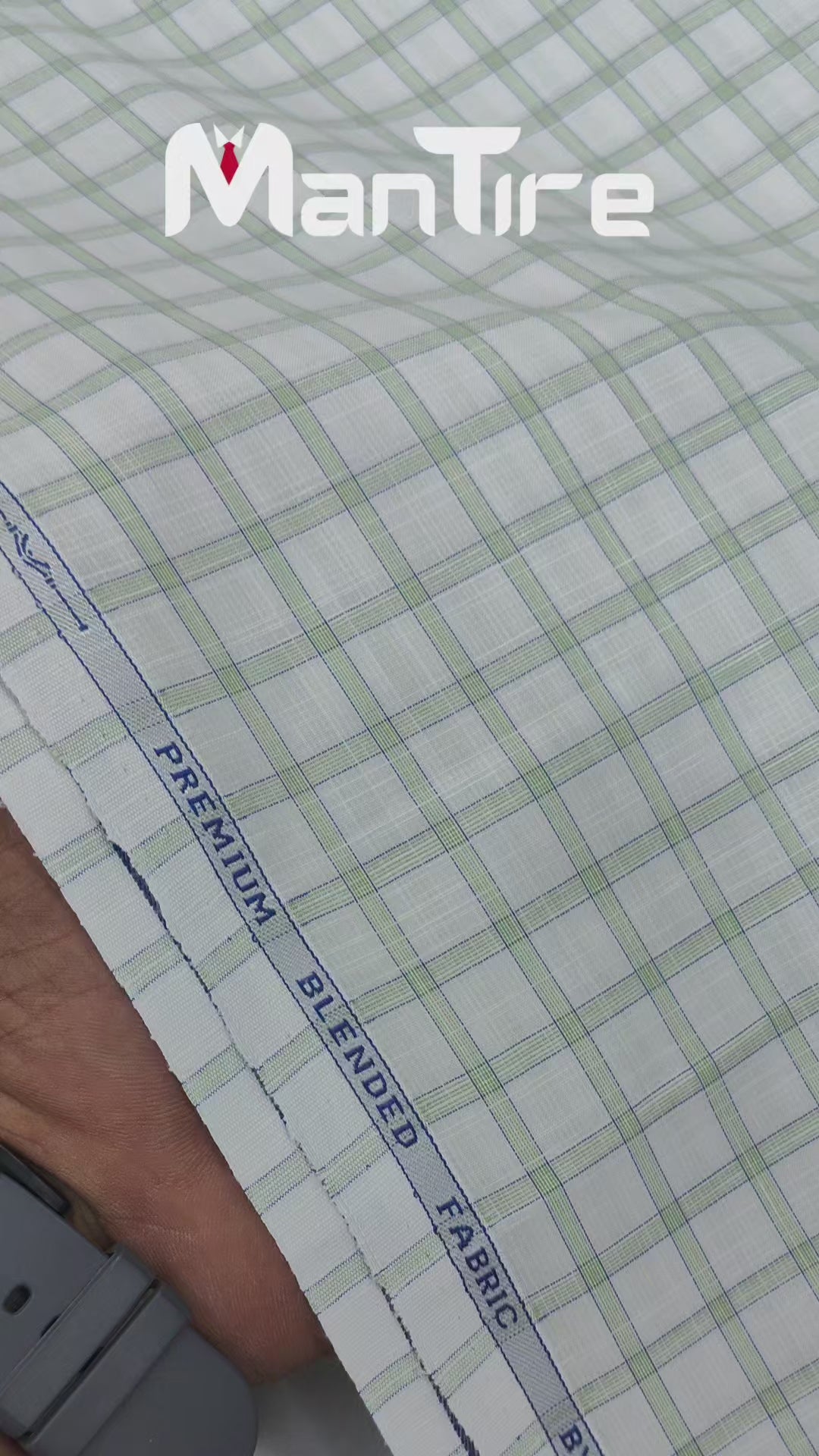 Shirt Fabric Arvind Poly Cotton Wrinkle Free Check Colour Green N White
