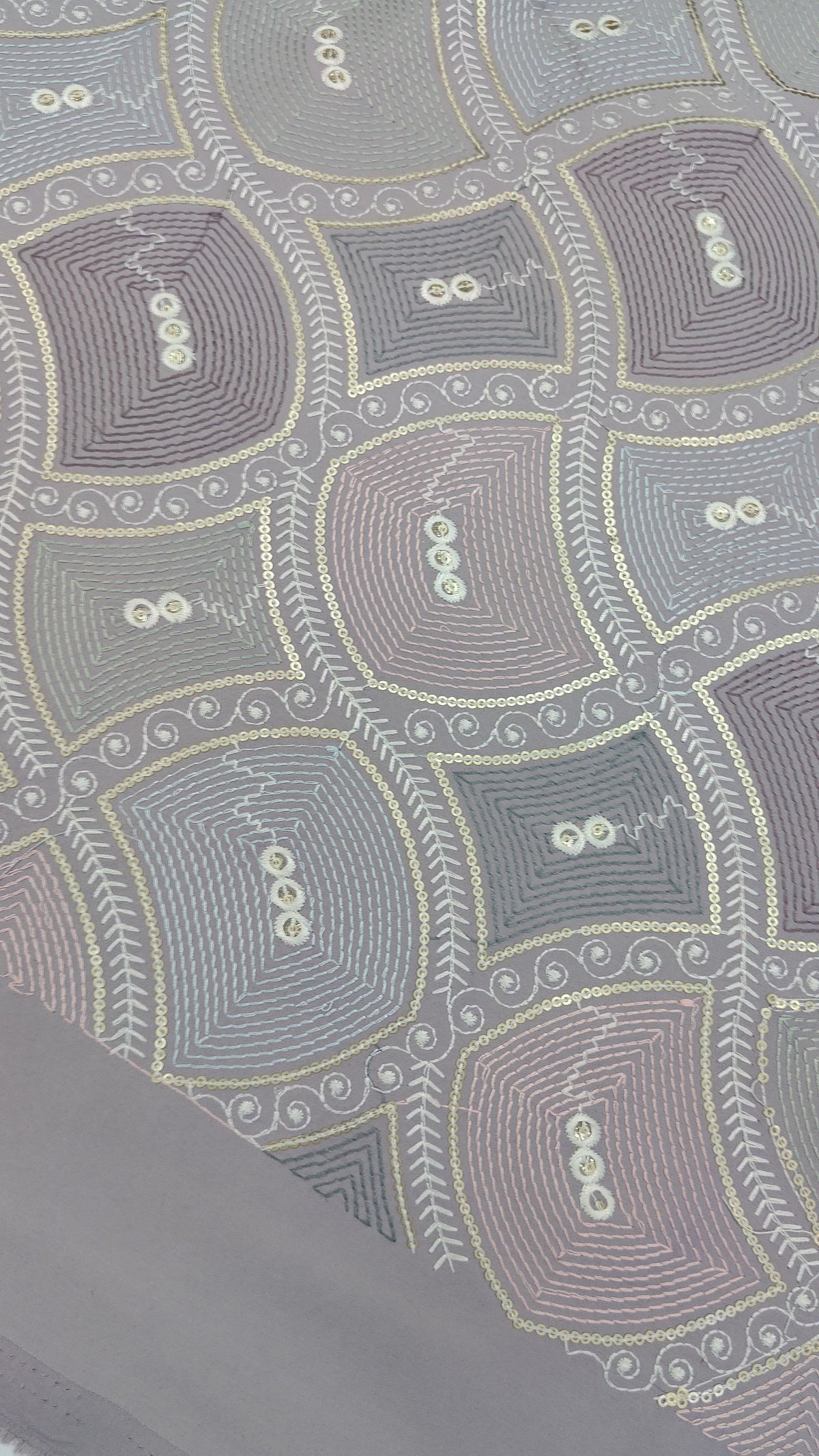 Kurta Fabric ManTire Designer Silk vermicelli patchwork Embroidery Colour Powder Blue,Blush Pink N Grey