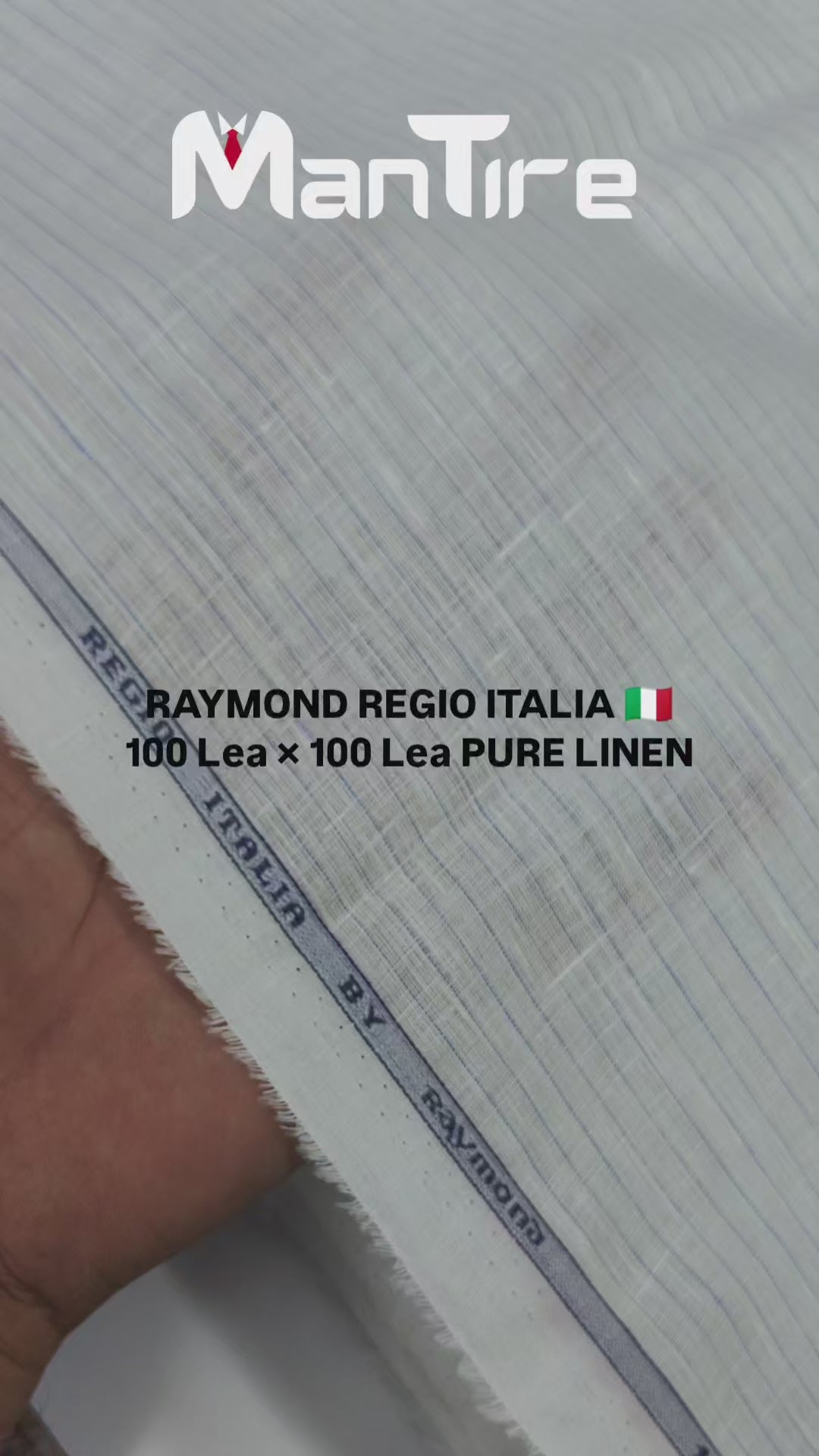 Shirt Fabric Raymond Regio Italia Super 100Lea*100Lea Pure Linen Vertical Lining Colour Blue N White