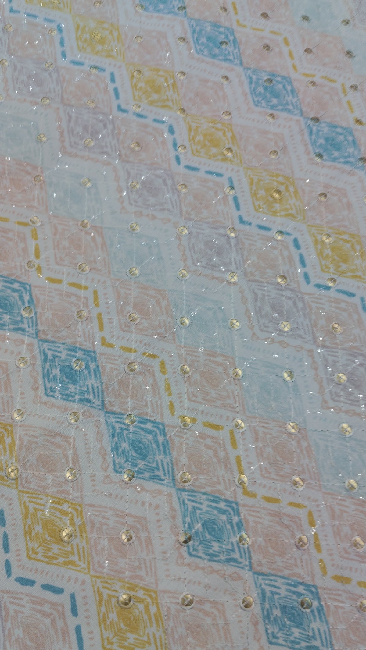 Kurta Fabric ManTire Designer Silk Geometric Chevron  Colour Cerulean,Blush Pink,Mustard Yellow N White