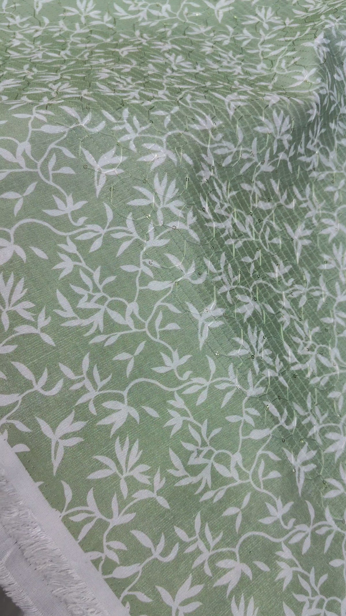 Kurta Fabric ManTire Designer Silk Jasmine Embroidery Colour Green Smoke