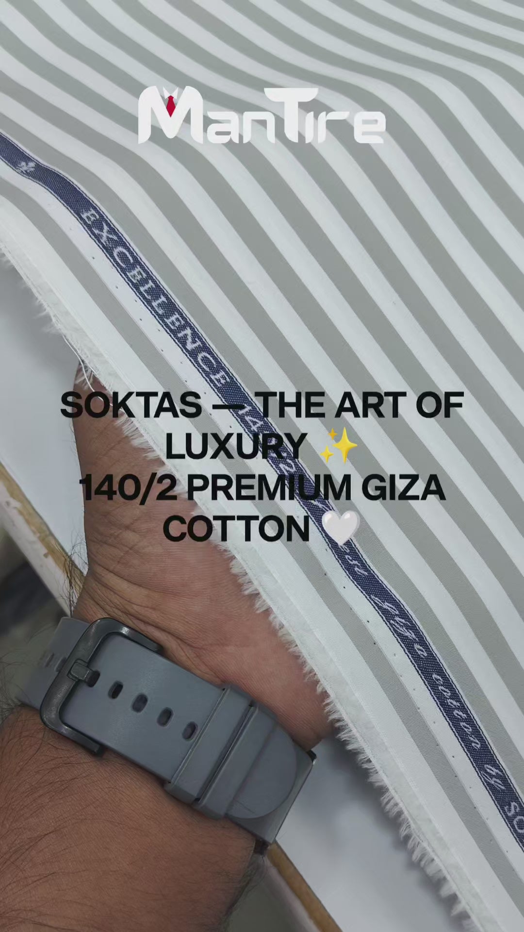 Shirt Fabric Soktas 140/2 Giza Cotton Bengal Stripe Colour Grey N White