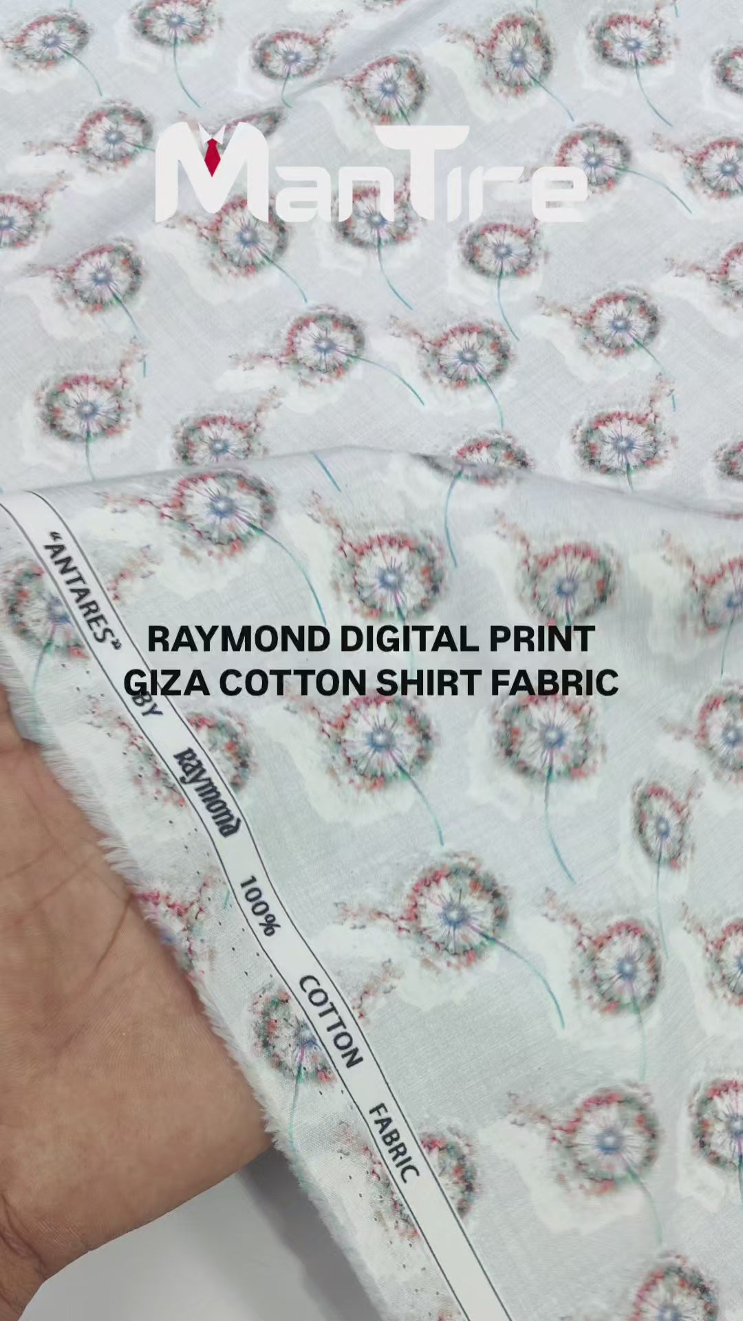 Shirt Fabric Raymond 100% Cotton Printed Colour Light Grey N Off White