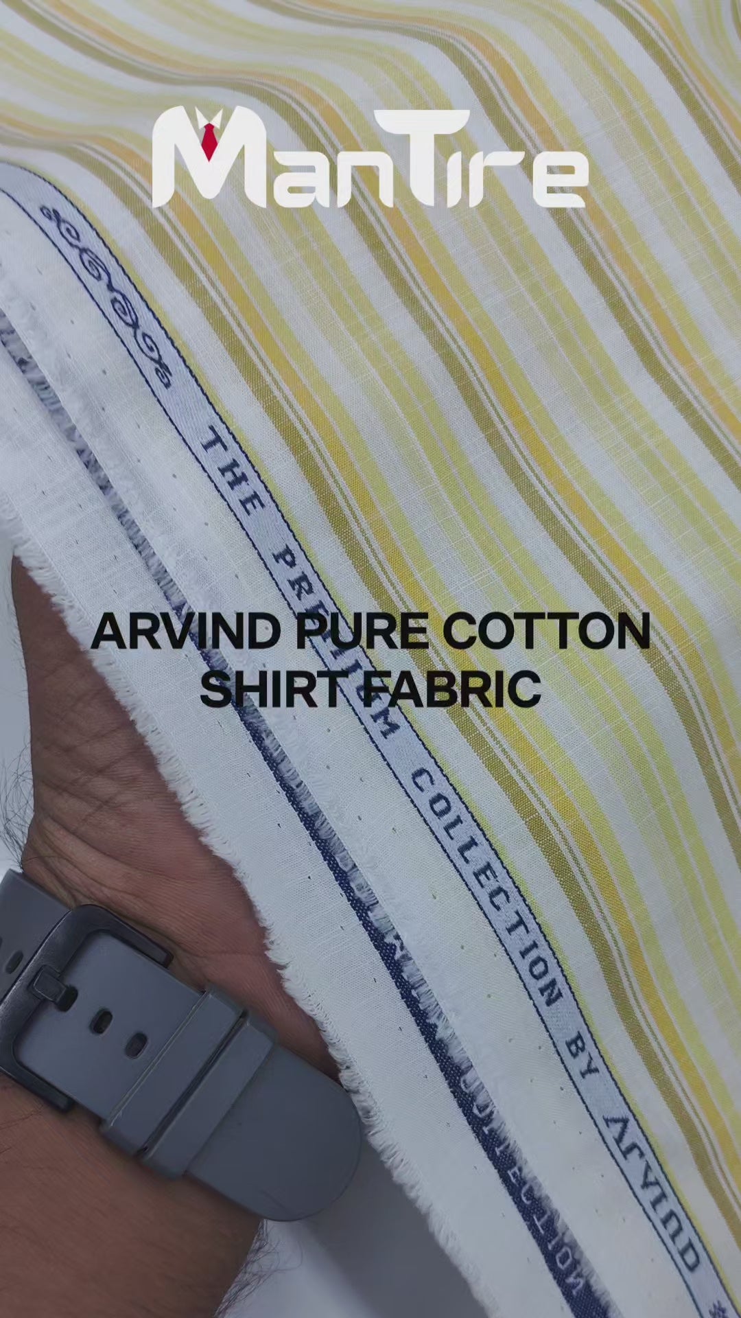 Shirt Fabric Arvind 100% Pure Cotton Candy Stripes Colour Butte Yellow N White