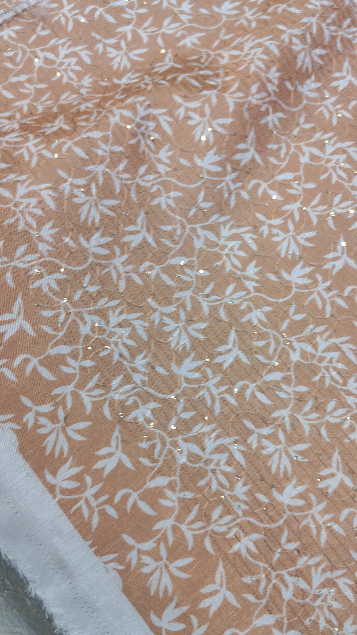 Kurta Fabric ManTire Designer Silk Tepchi Work Embroidery Colour Light Orange