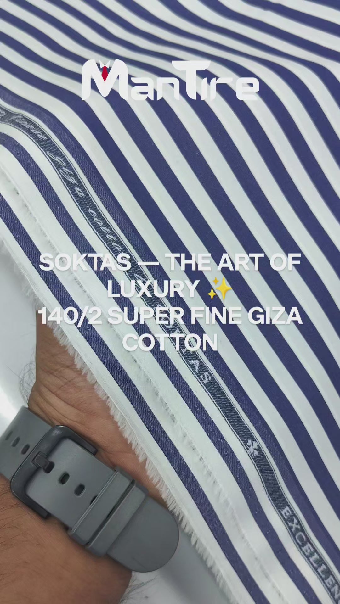 Shirt Fabric Soktas 140/2 Giza Cotton Bengal Stripe Colour Light Blue N White