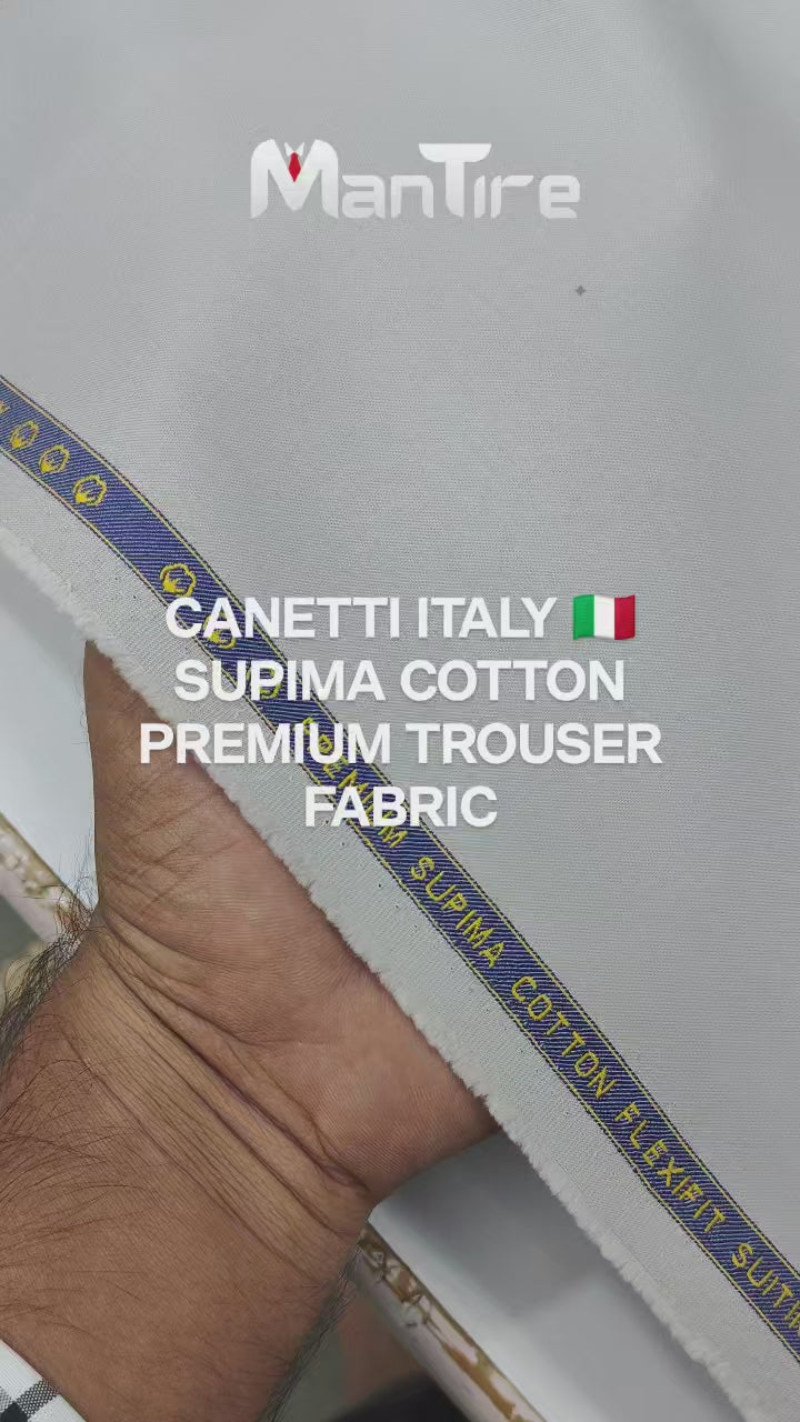 Canetti Italy Luxury Supima Cotton Plain Suiting Fabric Colour Cloud Grey