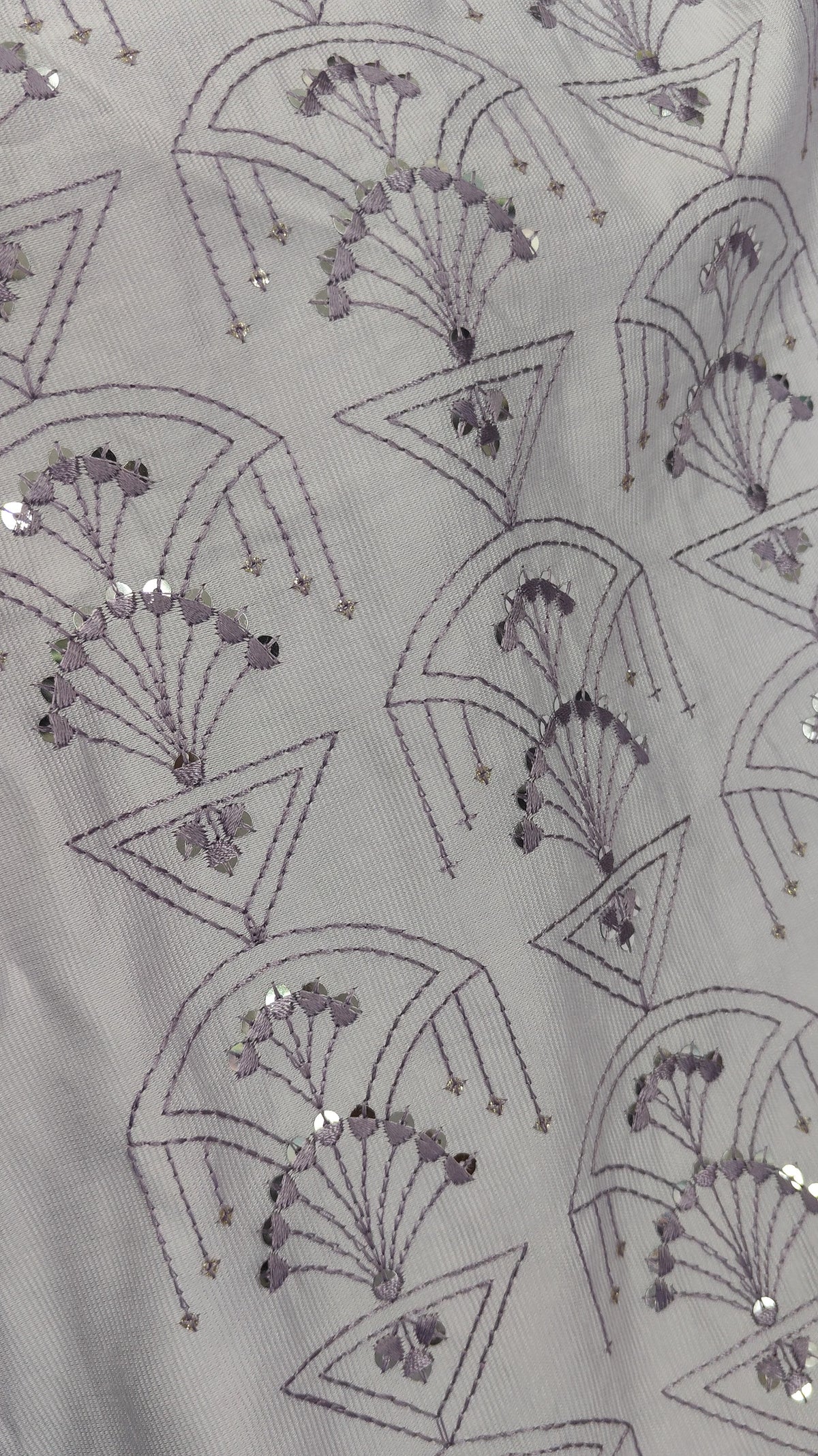 Kurta Fabric ManTire Designer Silk Art Deco Geometric Embroidery Colour Lavender