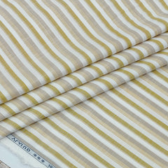 Shirt Fabric Arvind 100% Pure Cotton Multi Stripes Colour Olive Green N White