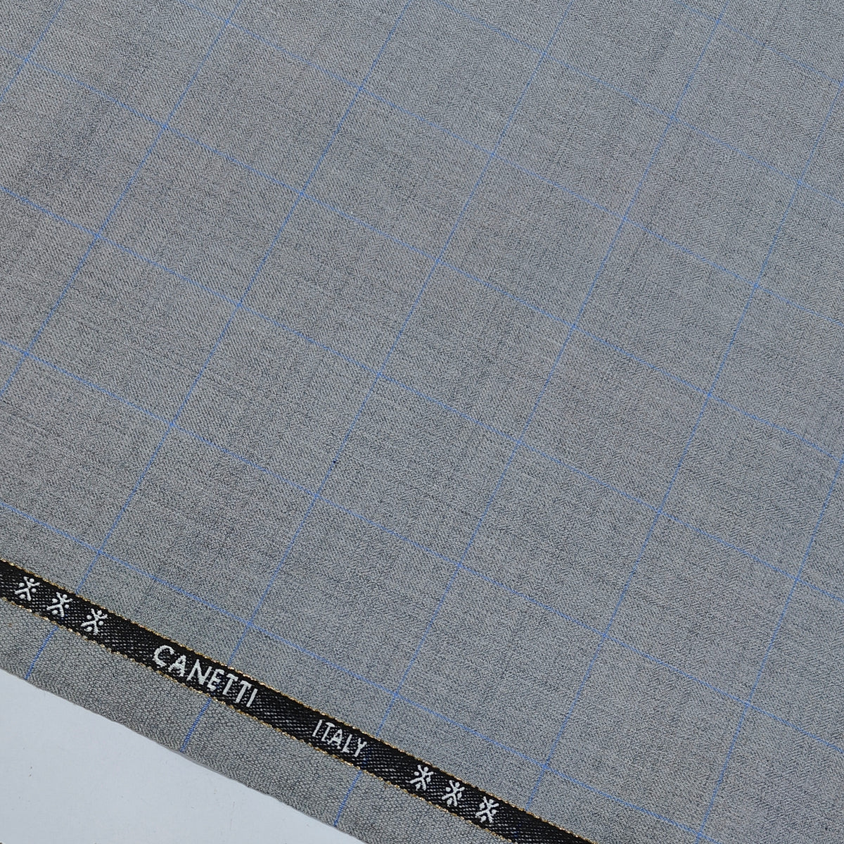 Trouser Fabric Canetti Italy Merino 100s Wool Blend Broad Check Colour Light Grey
