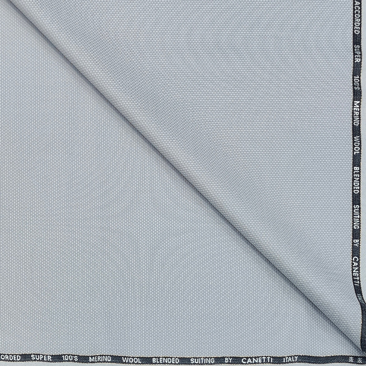 Trouser Fabric Canetti Italy Merino 100s Wool Blend Dobby Colour Silver Grey