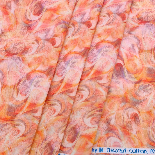 Navsari Stiff Pure Cotton Premium Digital Printed Kurta Fabric For Men Colour Hot Peach