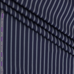 Shirt Fabric Soktas Finest 80s Giza Cotton Herrigbone Stripe Colour Merchant Blue