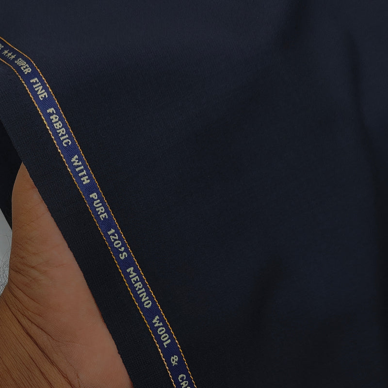 Suit Fabric Raymond Exotic Super 120s Count Luxurious 60% Rich Wool Plain Color Dark Blue