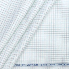 Shirt Fabric Arvind 100% Pure Cotton small Mix check Colour Black, firoji, white