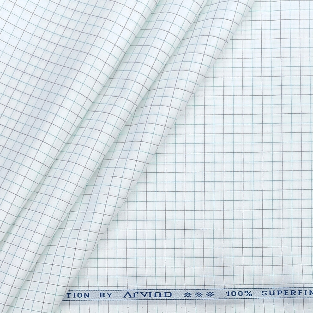 Shirt Fabric Arvind 100% Pure Cotton small Mix check Colour Black, firoji, white