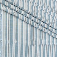 Shirt Fabric Arvind 100% Pure Cotton Multi Vertical Stripes Colour Slate Grey N Off White