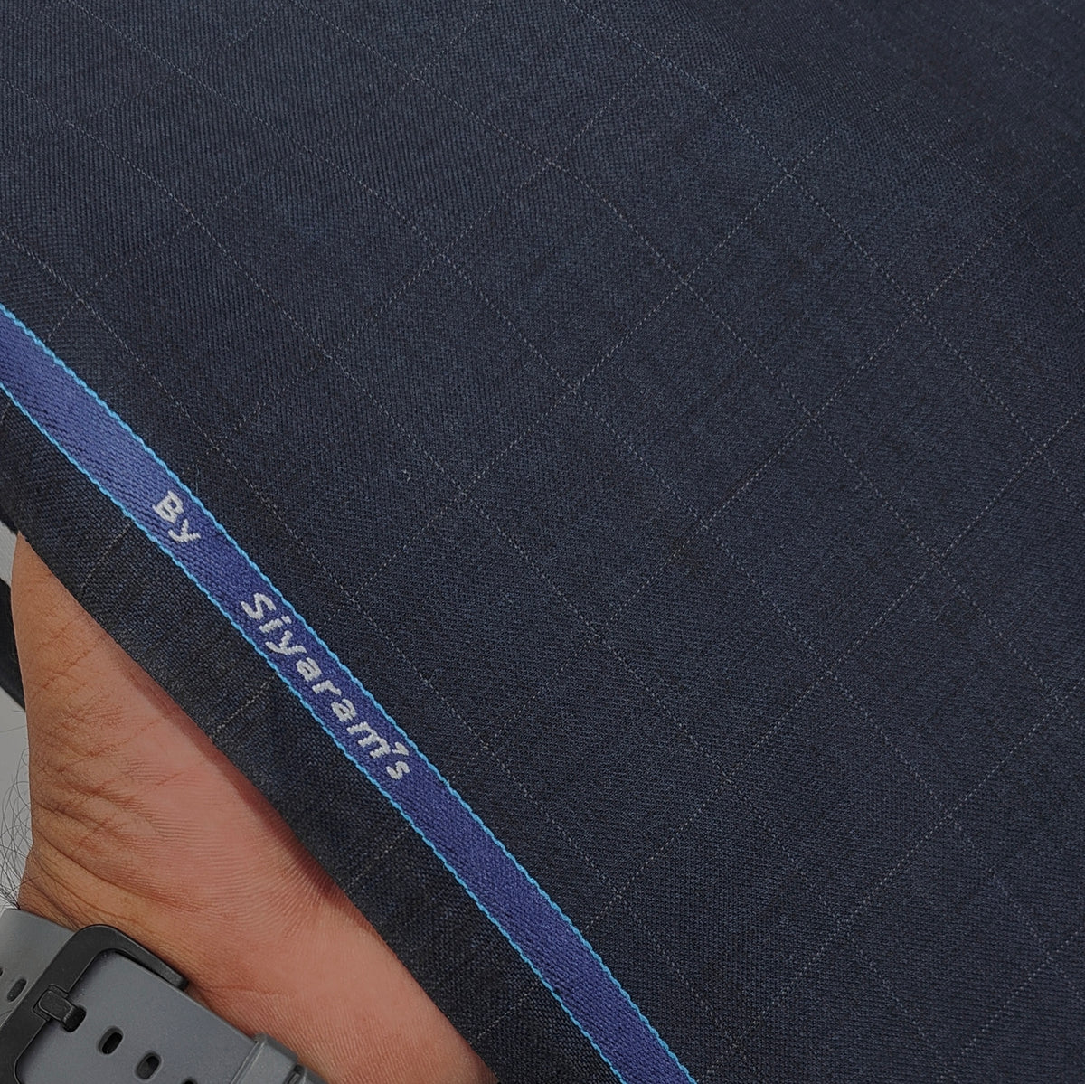 Blazer Fabric Siyaram Poly Viscose Windowpane Check Colour Deep Bluish