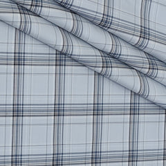 Shirt Fabric Donear LA Finish Premium Giza Cotton Tartan Check Colour Silver Grey