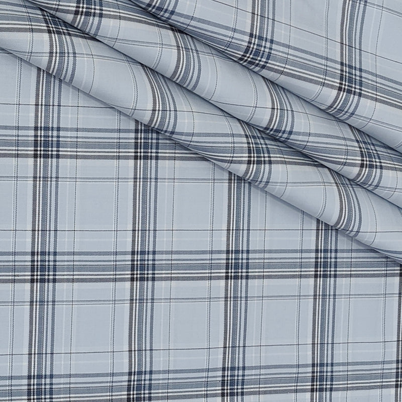 Shirt Fabric Donear LA Finish Premium Giza Cotton Tartan Check Colour Silver Grey