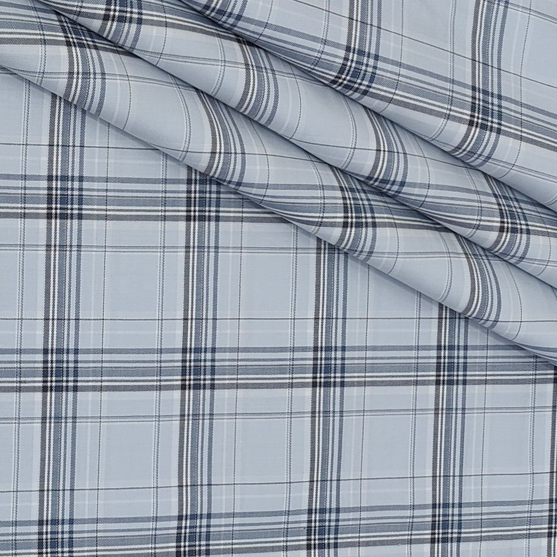 Shirt Fabric Donear LA Finish Premium Giza Cotton Tartan Check Colour Silver Grey