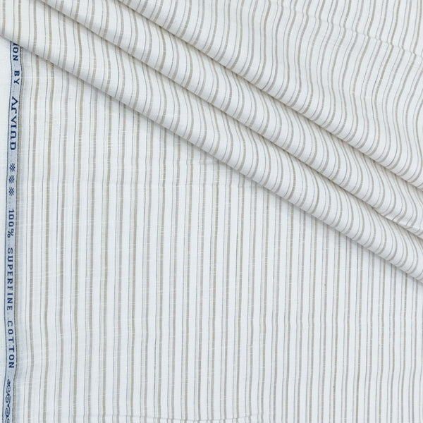 Shirt Fabric Arvind 100% Pure Cotton Pinstripe Colour Brown N White