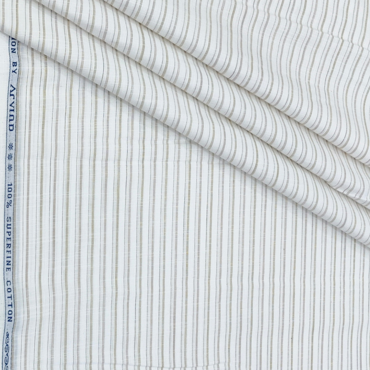 Shirt Fabric Arvind 100% Pure Cotton Pinstripe Colour Brown N White